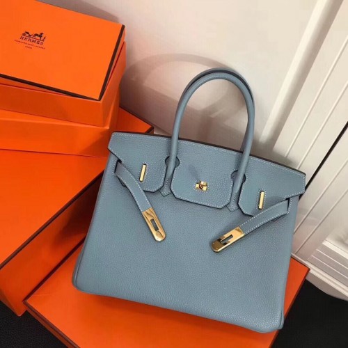 Hermes Birkin 25CM Bolso de mano Cuero original H25T Azul