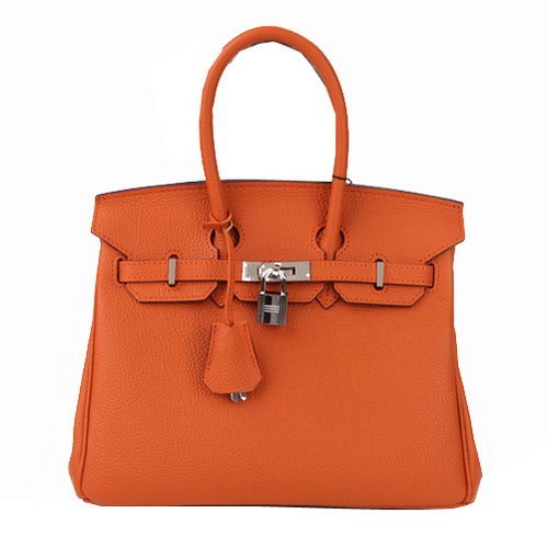 Hermes Birkin 25CM Tote Bolsas Naranja Cuero Original Oro