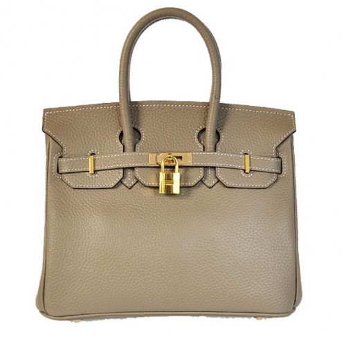 Hermes Birkin 25CM Tote Bolsas Togo cuero gris oscuro Godlen