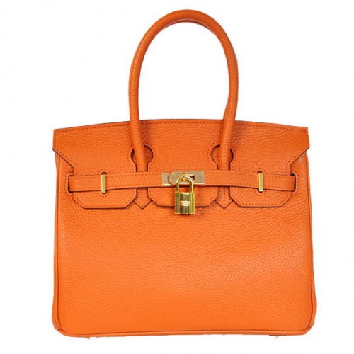Hermes Birkin 25CM Tote Bolsas Togo cuero naranja Godlen