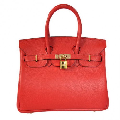 Hermes Birkin 25CM Tote Bolsas Togo Cuero Rojo Godlen