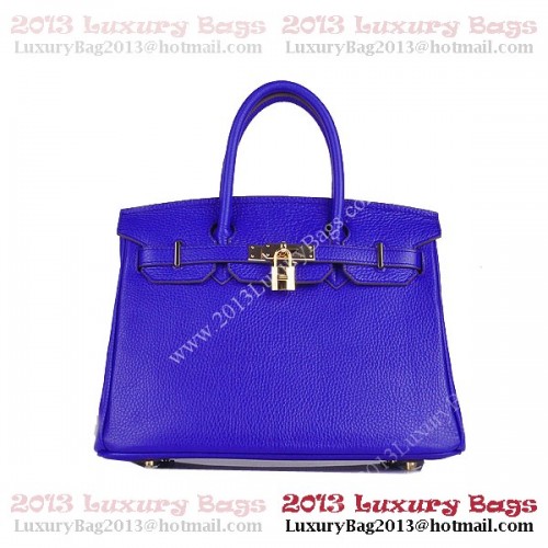 Hermes Birkin 30CM Tote Bag Azul Clemencia Cuero H6088 Oro