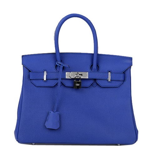 Hermes Birkin 30CM bolso de mano azul cuero original H30 plata