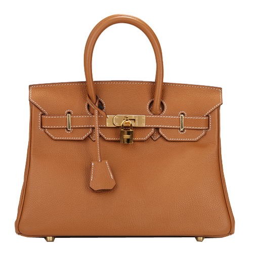 Hermes Birkin 30CM Tote Bag Camel Cuero Original H30 Oro
