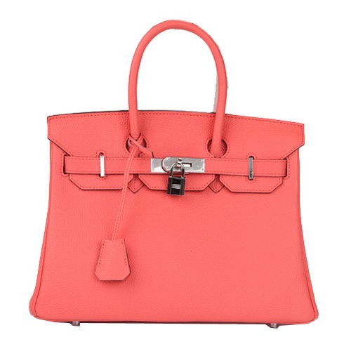 Hermes Birkin 30CM bolso de mano rojo claro cuero original H30 plata