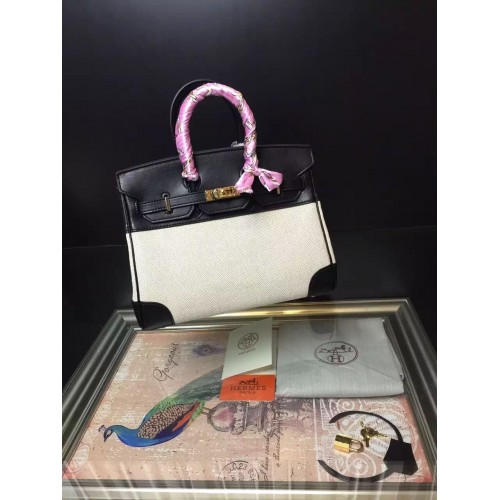 Hermes Birkin 30CM Tote Bolsas Black&Offwhite H30 Oro