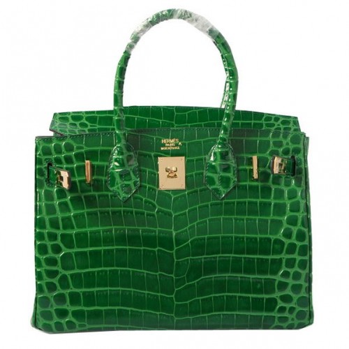 Hermes Birkin 30CM Tote Bolsas Verde Iridescent Croco Leather Gold