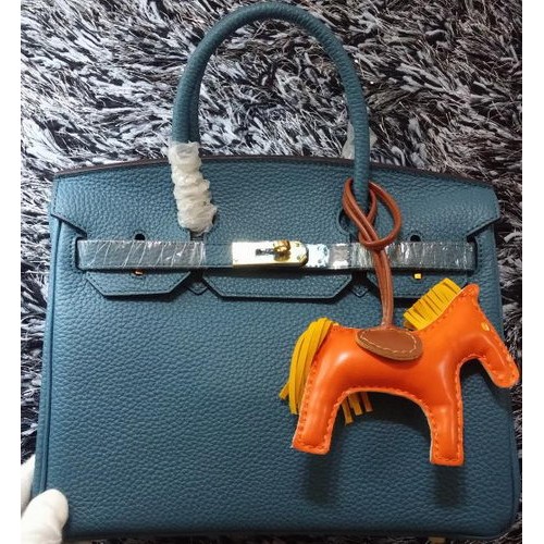 Hermes Birkin 30CM Tote Bolsas Litchi Leather H30LI Azul