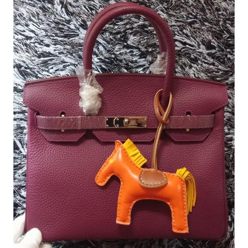 Hermes Birkin 30CM Tote Bolsas Litchi Leather H30LI Púrpura