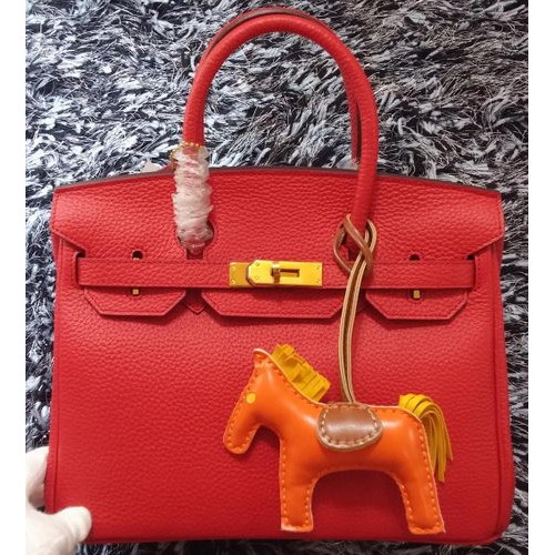 Hermes Birkin 30CM Tote Bolsas de cuero Litchi H30LI Rojo
