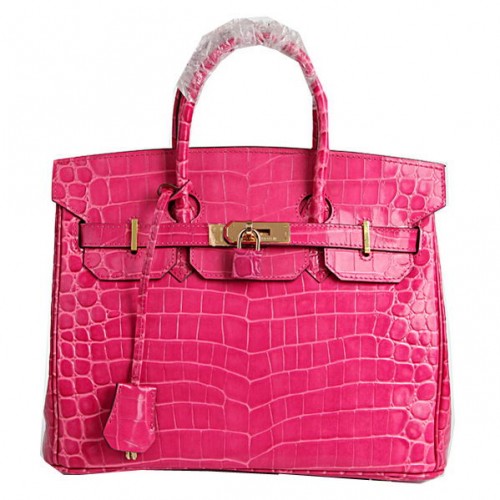 Hermes Birkin 30CM Tote Bolsas Peach Croco Cuero Oro