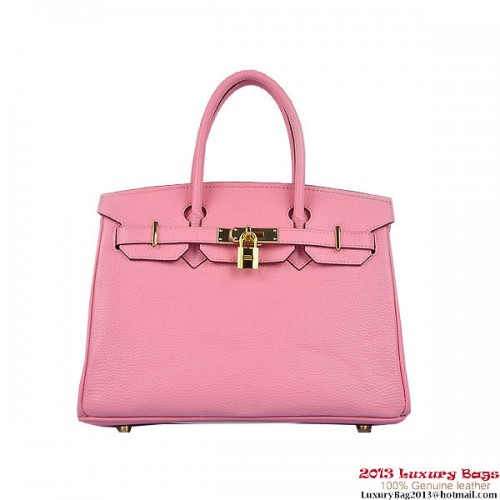 Hermes Birkin 30CM Tote Bolsas Rosa Togo Cuero Oro