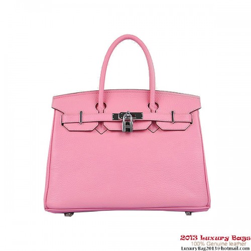 Hermes Birkin 30CM Tote Bolsas Rosa Togo Cuero Plata