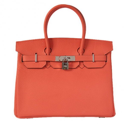 Hermes Birkin 30CM Tote Bolsas Pompadour Grano Cuero Plata