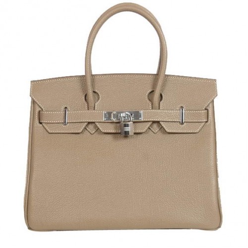 Hermes Birkin 30CM Tote Bolsas Liso Togo Cuero Gris Oscuro