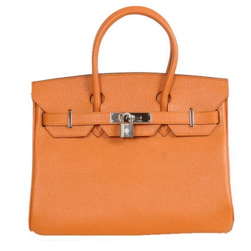 Hermes Birkin 30CM Tote Bolsas Liso Togo Cuero Naranja