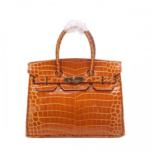 Hermes Birkin 30CM Tote Bolsas Trigo Iridiscente Croco Cuero Oro