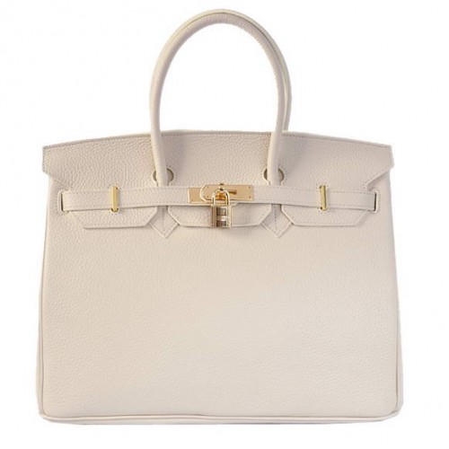 Hermes Birkin 35CM Tote Bolsas Togo Cuero Beige Dorado
