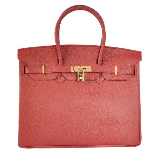 Hermes Birkin 35CM Tote Bolsas Togo Cuero Burdeos Dorado