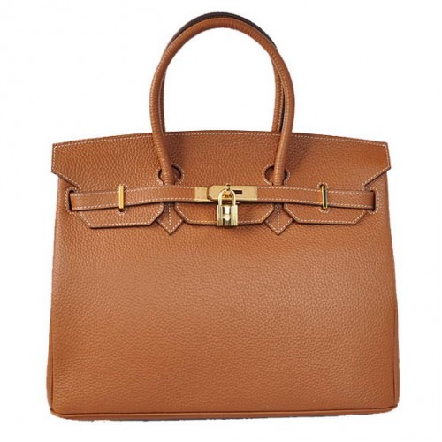 Hermes Birkin 35CM Tote Bolsas Togo Leather Dark Oceer Golden