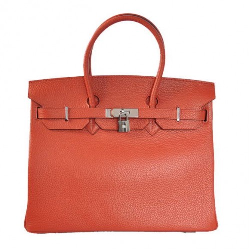 Hermes Birkin 35CM Tote Bolsas Togo Leather Mid Red Silver