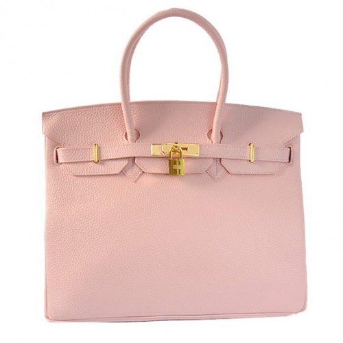 Hermes Birkin 35CM Tote Bolsas Togo Cuero Rosa Dorado
