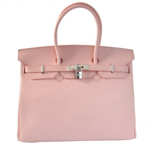 Hermes Birkin 35CM Tote Bolsas Togo Cuero Rosa Plata