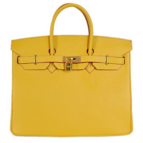 Hermes Birkin 35CM Tote Bolsas Togo Cuero Amarillo Dorado