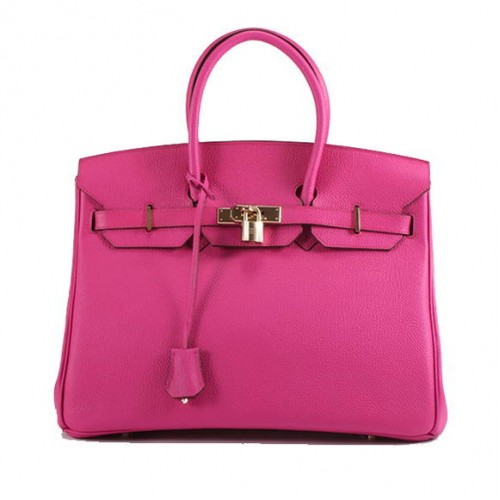 Hermes Birkin 35CM Bolso de cuero liso 6089 Rose Golden