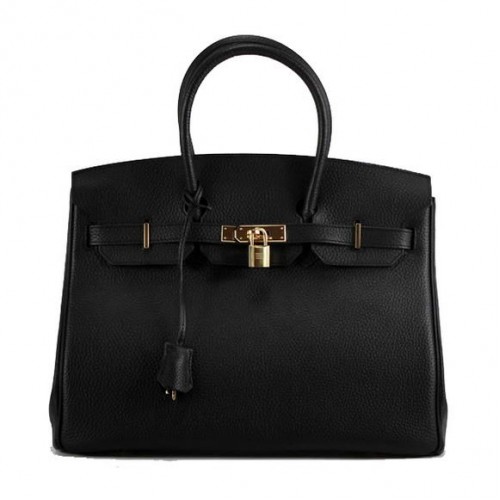 Hermes Birkin 35CM Togo Bolso de cuero 6089 Negro Dorado