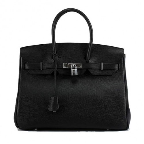 Hermes Birkin 35CM Togo bolso de cuero 6089 Negro Plata
