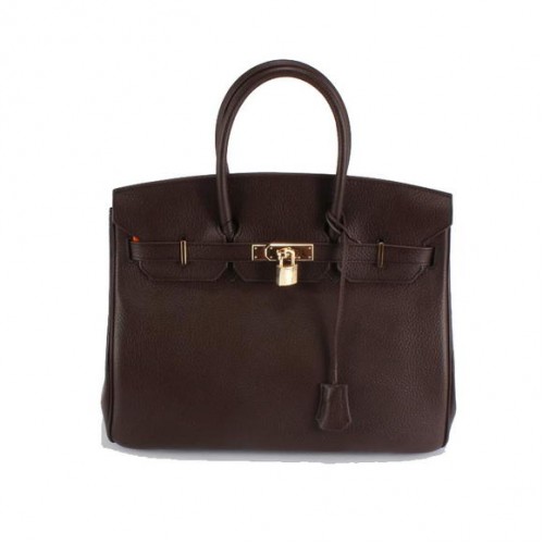 Hermes Birkin 35CM Togo bolso de cuero 6089 café oscuro de oro