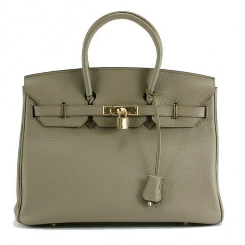 Hermes Birkin 35CM Togo bolso de cuero 6089 gris oscuro dorado