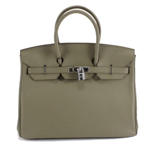 Hermes Birkin 35CM Togo cuero bolso 6089 gris oscuro plata