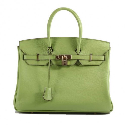 Hermes Birkin 35CM Togo Bolso de cuero 6089 Verde Dorado