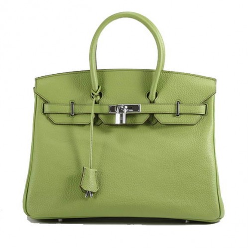 Hermes Birkin 35CM Togo Bolso de cuero 6089 Verde Plata