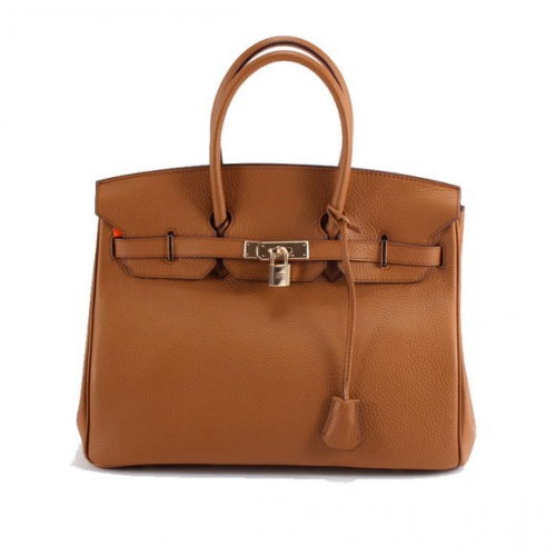 Hermes Birkin 35CM Bolso de cuero Togo 6089 Café claro dorado