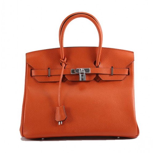 Hermes Birkin 35CM Togo Bolso de cuero 6089 Naranja Plata