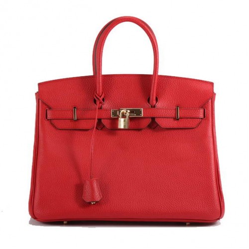 Hermes Birkin 35CM Togo bolso de cuero 6089 rojo dorado