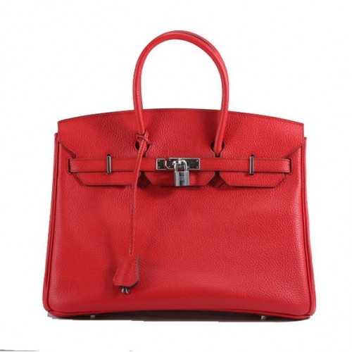 Hermes Birkin 35CM Togo Bolso de cuero 6089 Rojo Plata