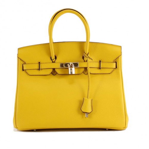 Hermes Birkin 35CM Togo bolso de cuero 6089 amarillo dorado