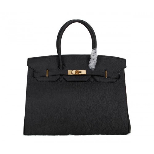Hermes Birkin 35CM Tote Bag Negro Clemencia Cuero H35 Oro