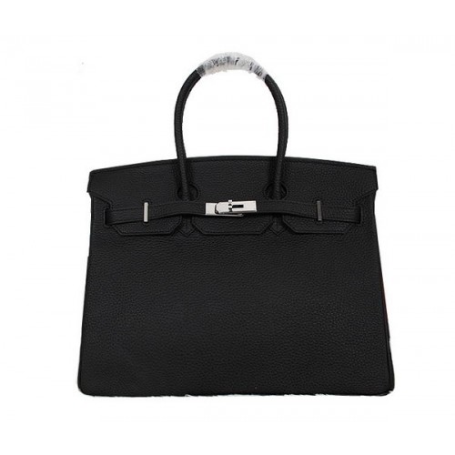 Hermes Birkin 35CM Tote Bag Negro Clemencia Cuero H35 Plata
