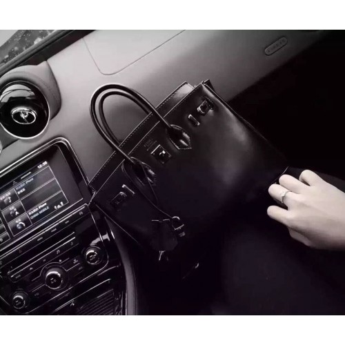 Hermes Birkin 35CM Tote Bag Negro Liso Cuero H6089 Negro