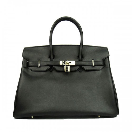 Hermes Birkin 35CM Tote Bag Negro Liso Cuero H6089 Oro