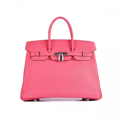 Hermes Birkin 35CM Tote Bag Pink Clemence Leather H6089 Plata