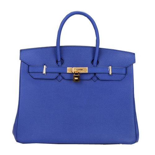 Hermes Birkin 35CM bolso de mano azul cuero original H35 oro