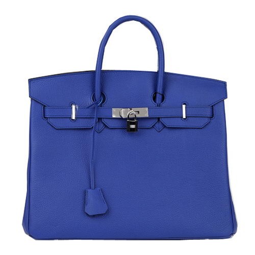 Hermes Birkin 35CM Tote Bag Azul Cuero Original H35 Plata