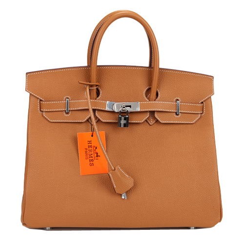 Hermes Birkin 35CM Tote Bag Camel Cuero Original H35 Plata
