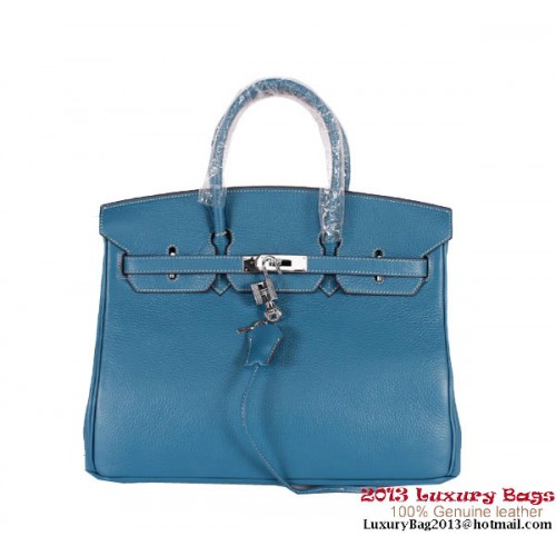 Hermes Birkin 35CM Tote Bag Clemencia Cuero H-35 Azul